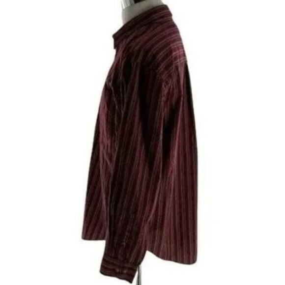Puritan Men's Maroon Striped  Resistant Button Up Shirts Long Sleeves Size Large - Picture 2 of 4